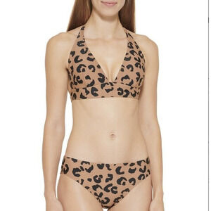 DKNY Women's Classic Bikini Top & Bottom Swimsuit Brown Large / Medium NWT